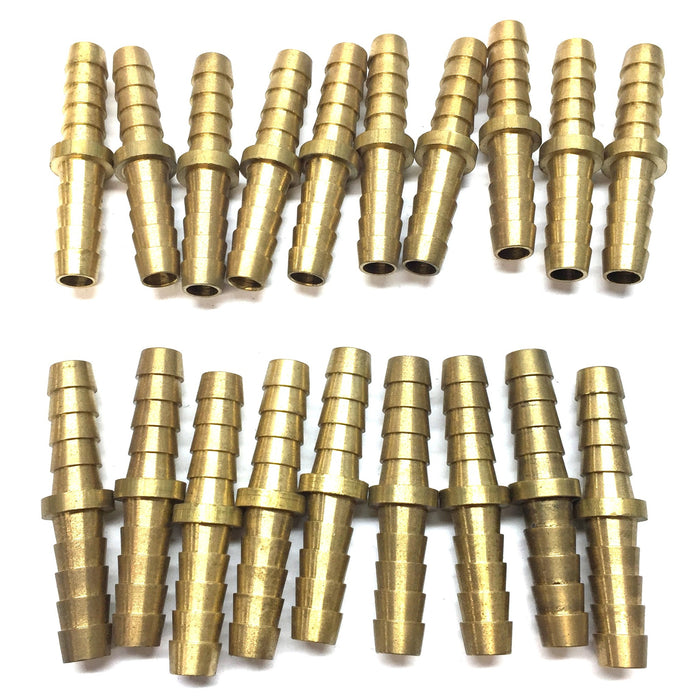 Unbranded 5/16" Brass Double-Barbed Hose Connector [Lot of 19] NOS