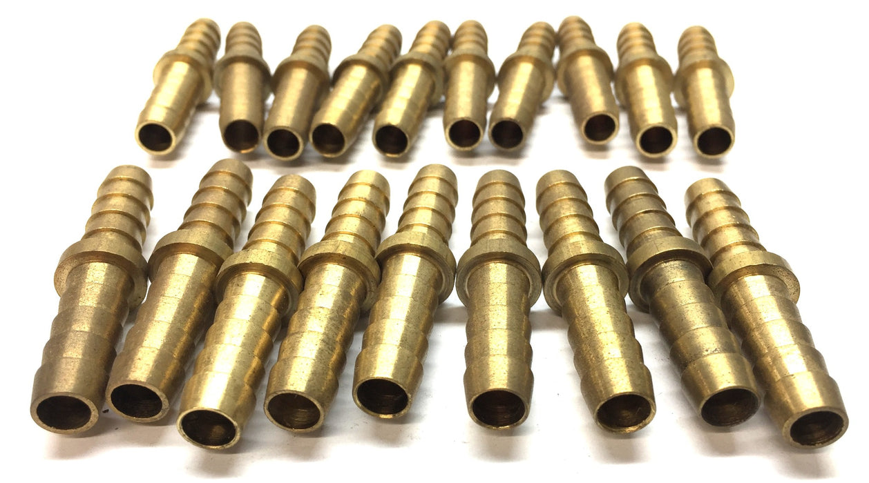 Unbranded 5/16" Brass Double-Barbed Hose Connector [Lot of 19] NOS