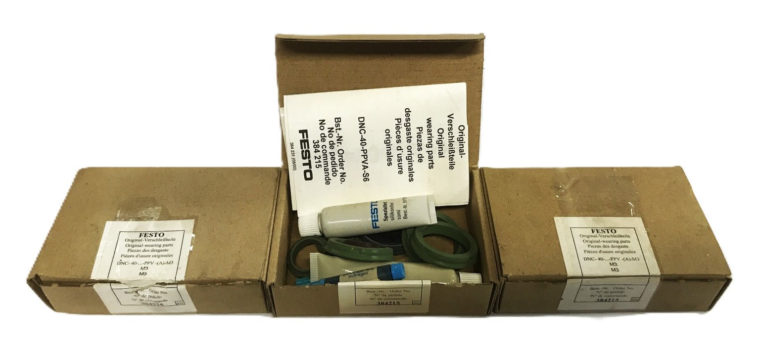 Festo Wearing Parts Repair Kit (with extra parts) DNC40-384215 [Lot of 3] NOS