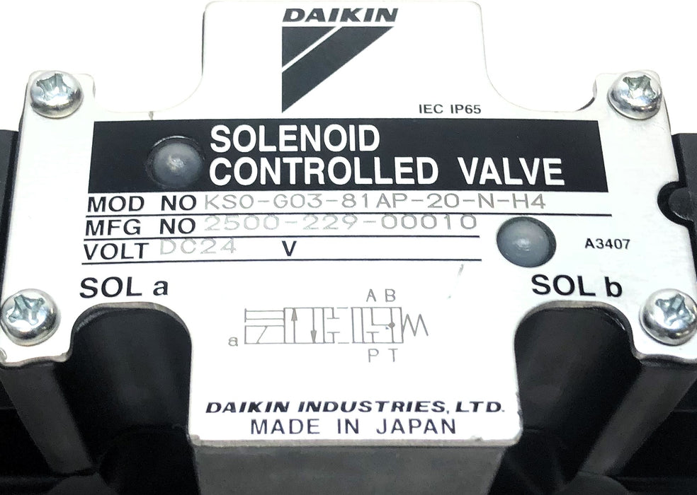 Daikin Solenoid Controlled Valve (Missing 1 Screw) KSO-G03-81AP-20-N-H4 NOS