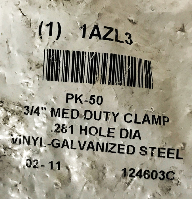 Unbranded 3/4 inch Medium Duty Clamp (1) 1AZL3 [Bag of 50] NOS