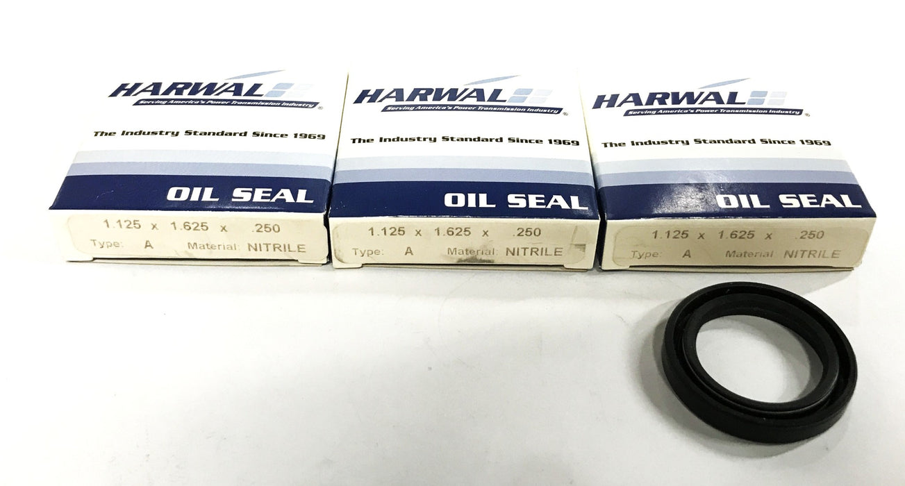 Harwal Type A Nitrile Rotary Shaft Seal 1.125 x 1.625 x 0.250 [Lot of 3] NOS