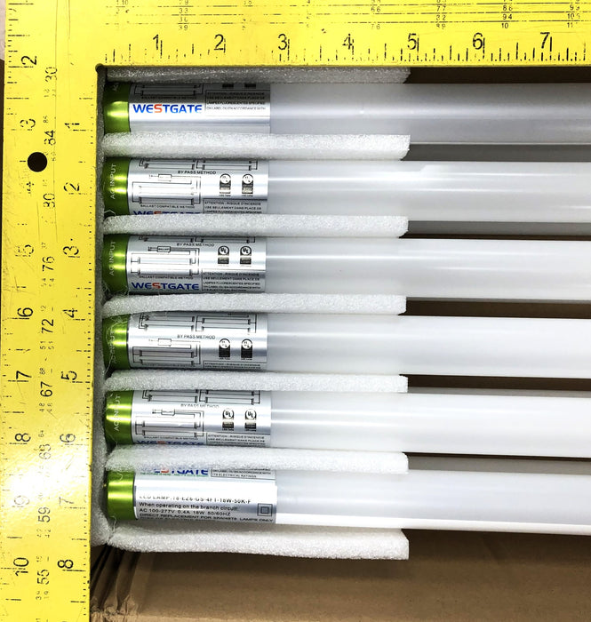 Westgate Case Of 12 120-277V 18W LED Tube Lamps T8-EZ6-GS-4FT-18W-50K-F NOS