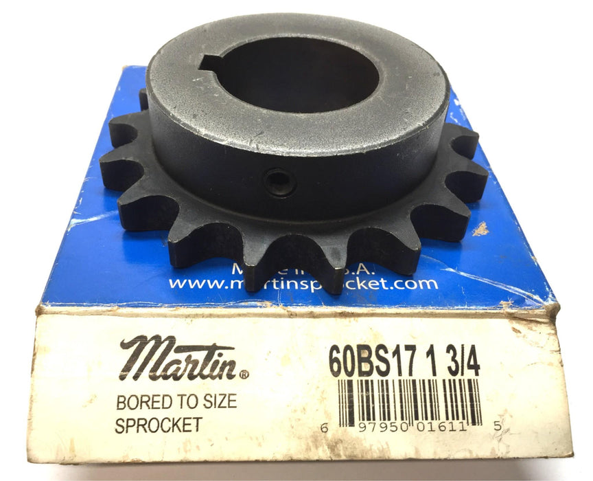 Martin Roller Chain Sprocket 60BS17 1-3/4 Bore 3/4" Pitch with Box NOS
