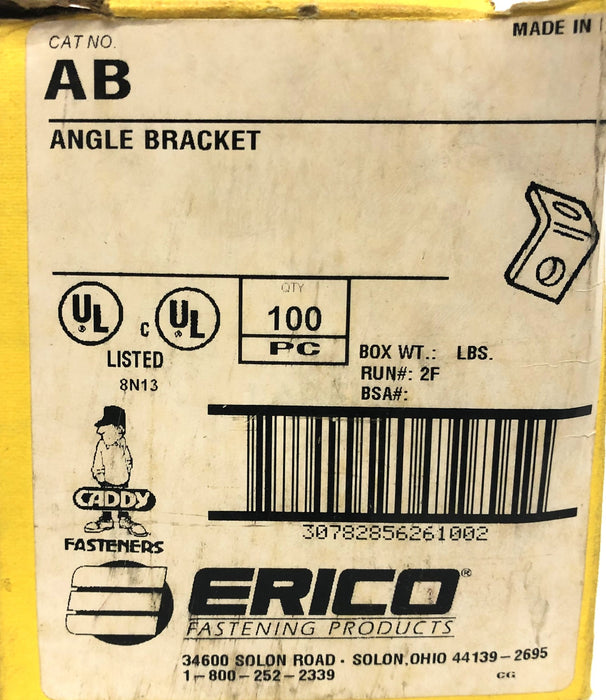 Erico 3/4x1 Inch AB Angle Bracket 2F [Lot of 50] NOS