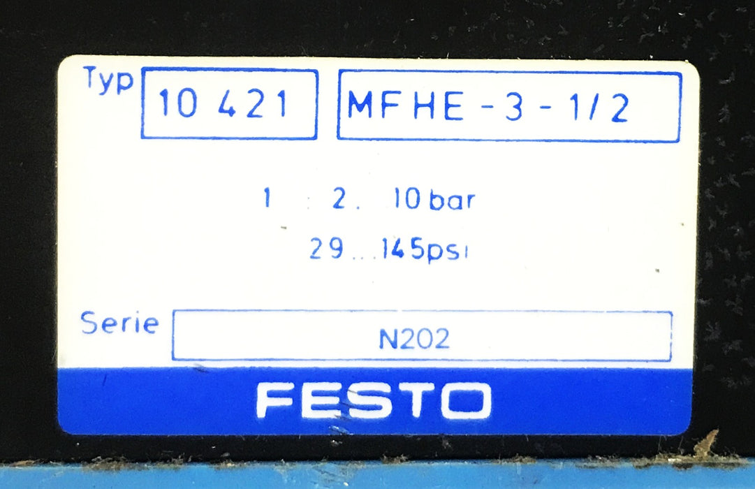 Festo 16mm Single Pilot Valve (for Delayed Pressure) 10-421-MFHE-3-1/1/2 NOS