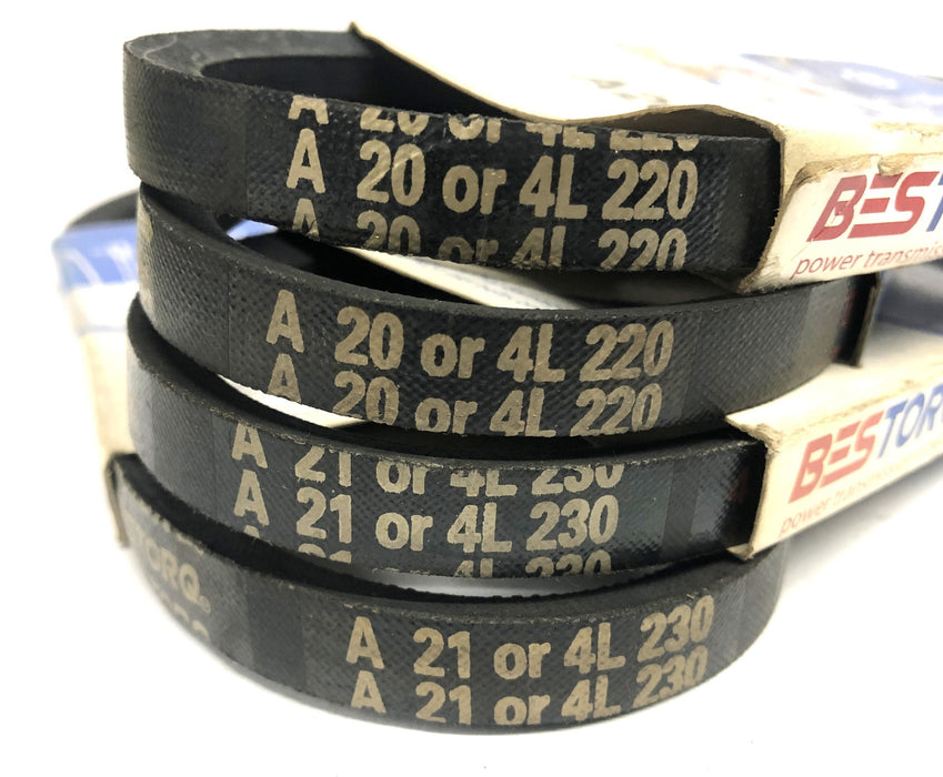 Bestorq Power Transmission V-Belt A20 or 4L220/A21 or 4L230 [Lot of 4] NOS