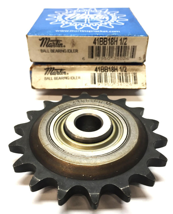 Martin Ball Bearing Idler Sprocket 41BB18H 1/2 [Lot of 2] NOS