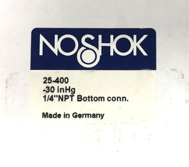 NoShok -30inHg 1/4 Inch NPT Bottom Connection 316 Tube & Socket Gauge 25-400 NOS