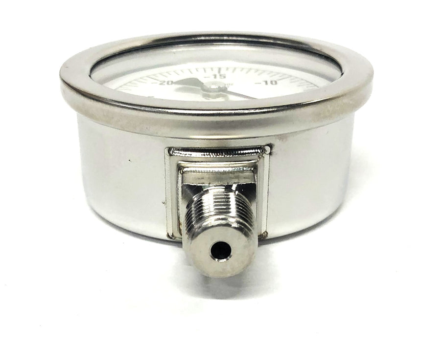NoShok -30inHg 1/4 Inch NPT Bottom Connection 316 Tube & Socket Gauge 25-400 NOS