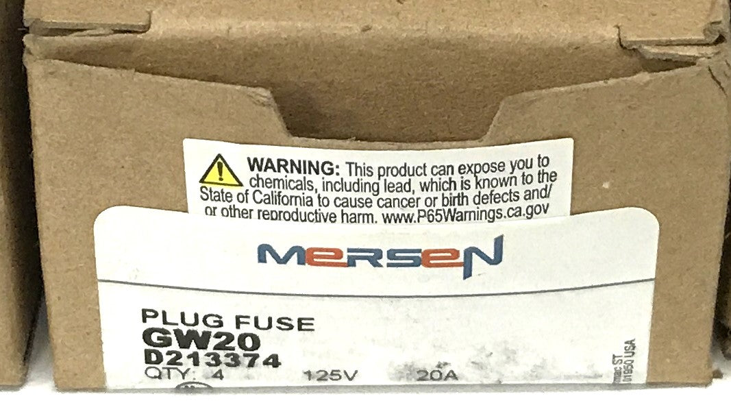 Mersen 20 Amp Plug Fuses GW20 [Lot of 12] NOS