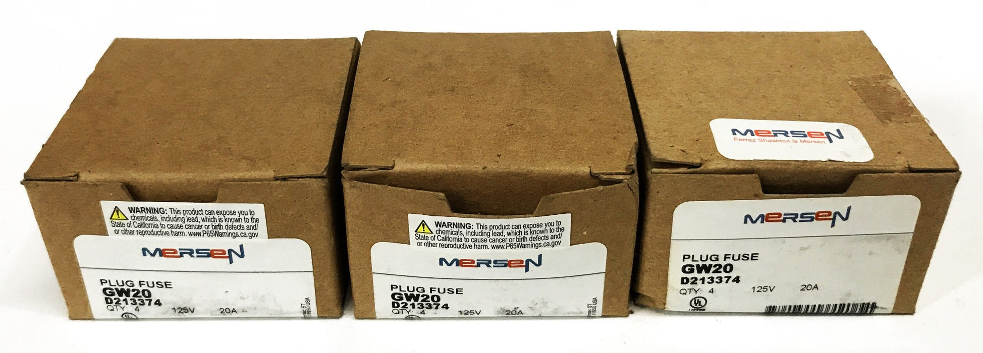 Mersen 20 Amp Plug Fuses GW20 [Lot of 12] NOS