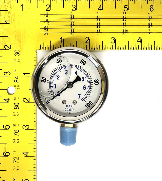 Unbranded 2.5 Inch 0-100psi/kPa/bar 1/4 Inch LM Pressure Gauge PRO-201L-254E NOS