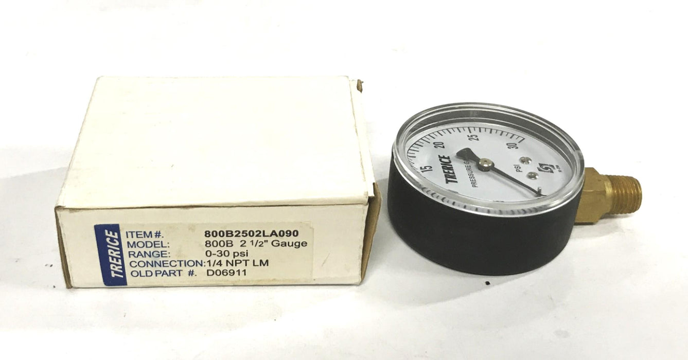 Trerice 2-1/2 inch 0-30psi Pressure Gauge 800B2502LA090 [Lot of 2] NOS
