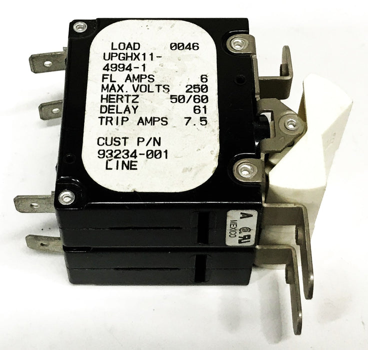 Airpax 2-Pole 6-Amp Breaker Switch UPGHX11-4994-1 [Lot of 5] NOS