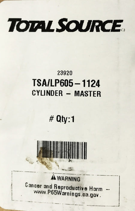 Total Source Forklift Master Brake Cylinder LP605-1124 NOS