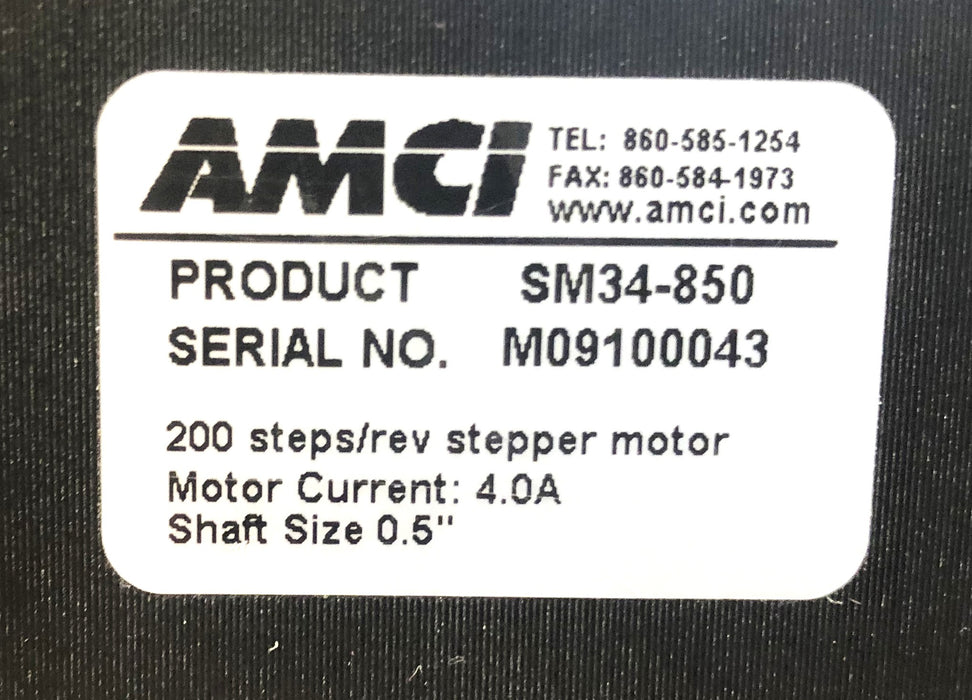 AMCI 200 Steps/REV 4.0A 1/2 Inch Shaft Stepper Motor SM34-850 USED