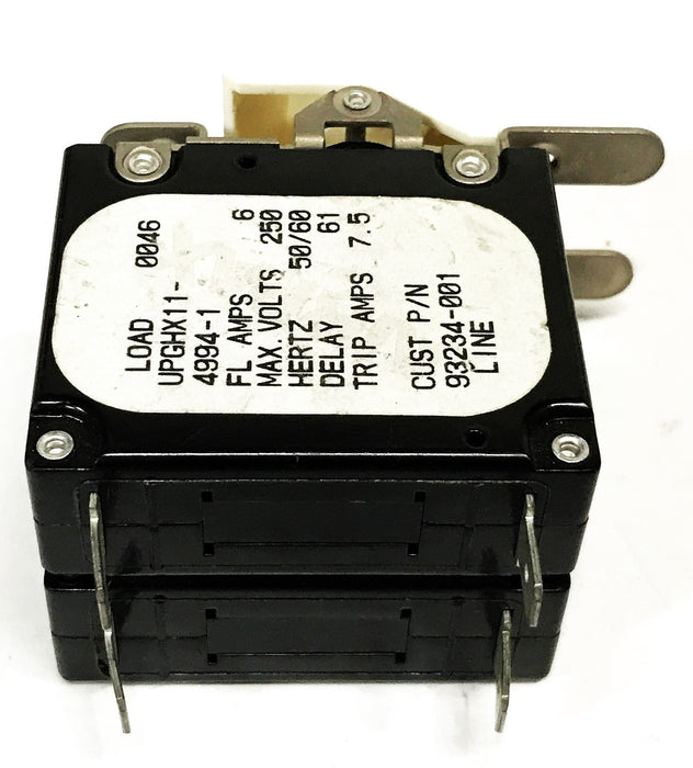 Airpax 2-Pole 6-Amp Breaker Switch UPGHX11-4994-1 [Lot of 5] NOS