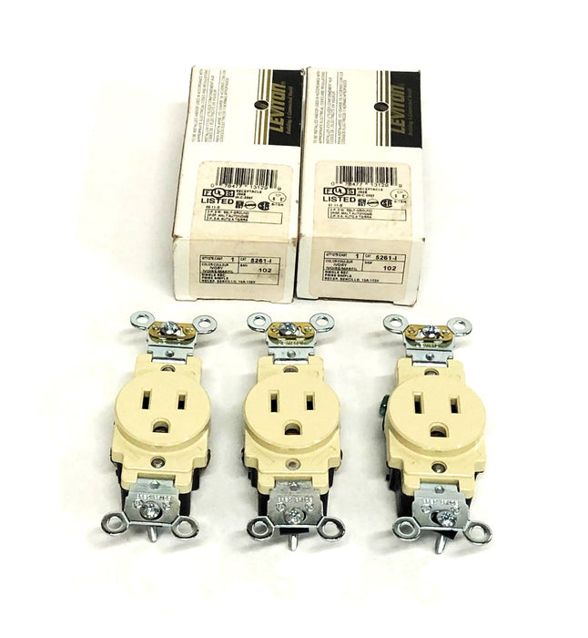 Leviton 15A 125V Ivory Single Receptacle 5261-I [Lot of 3] NOS
