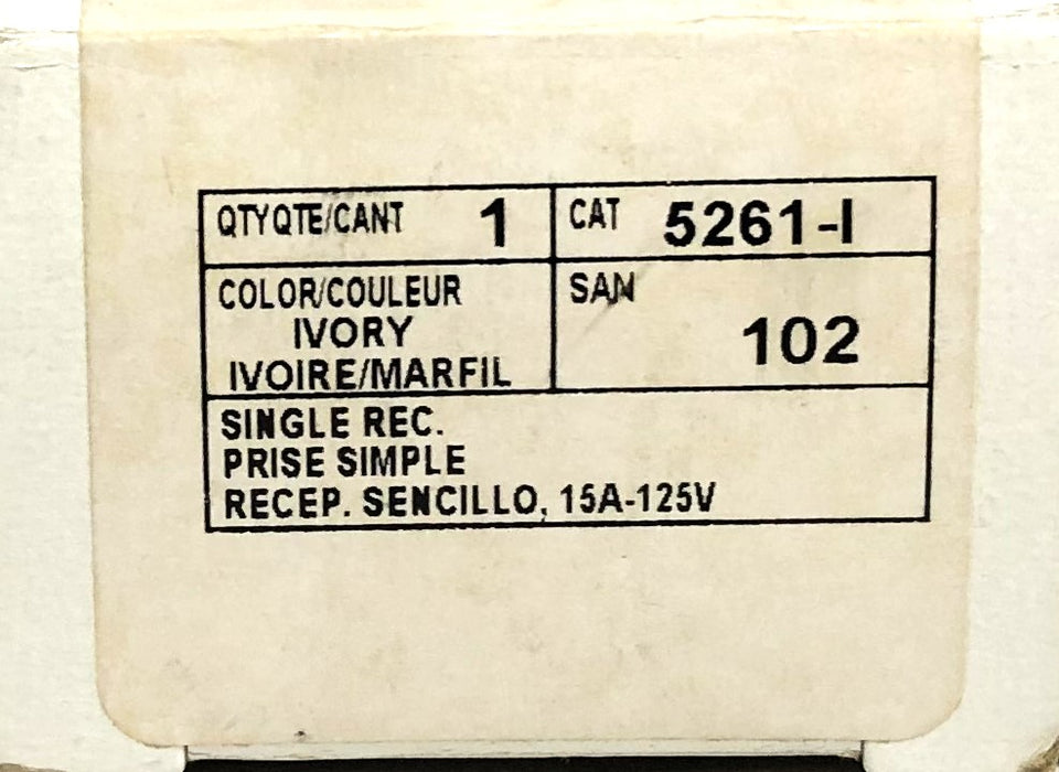 Leviton 15A 125V Ivory Single Receptacle 5261-I [Lot of 3] NOS