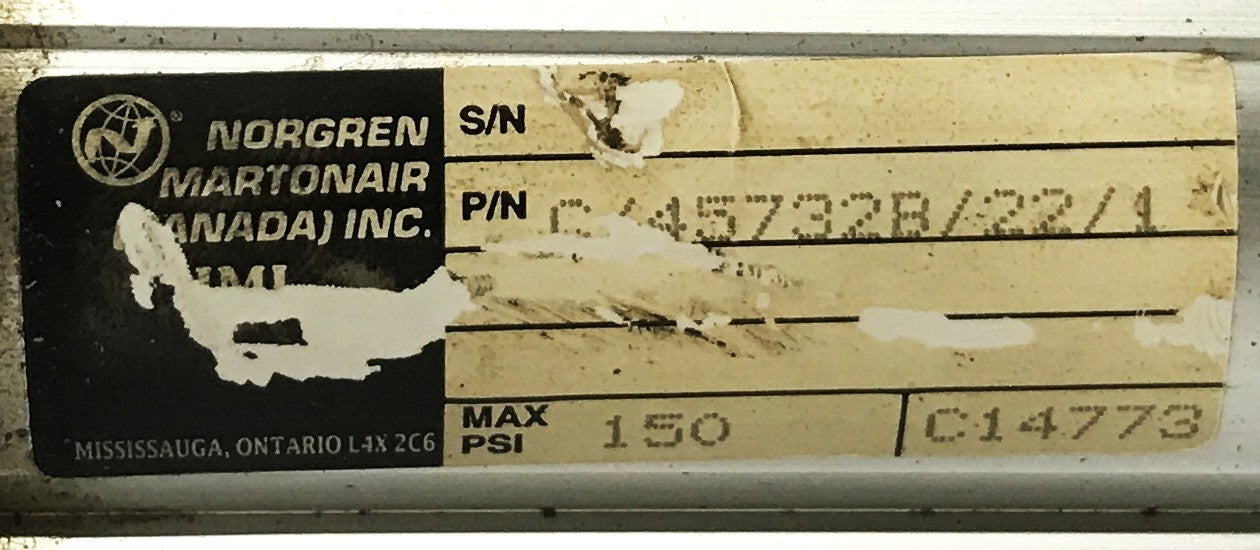 Norgren/Martonair 32 inch x 2-1/2 inch Air Cylinder C/45732B/22/1 USED