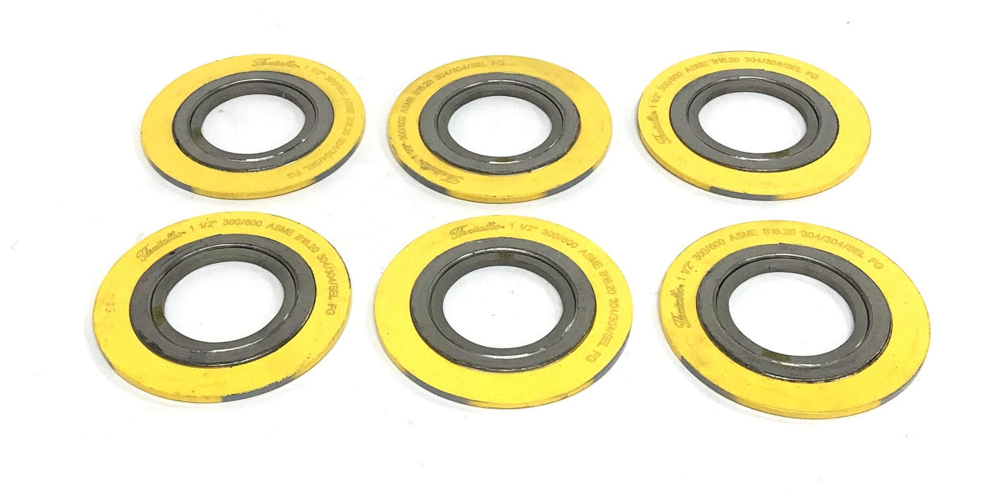 Flexitallic 1-1/2 Inch 300/600 ASME B16.20 Gasket 304/304/SEL FG [Lot of 6] NOS