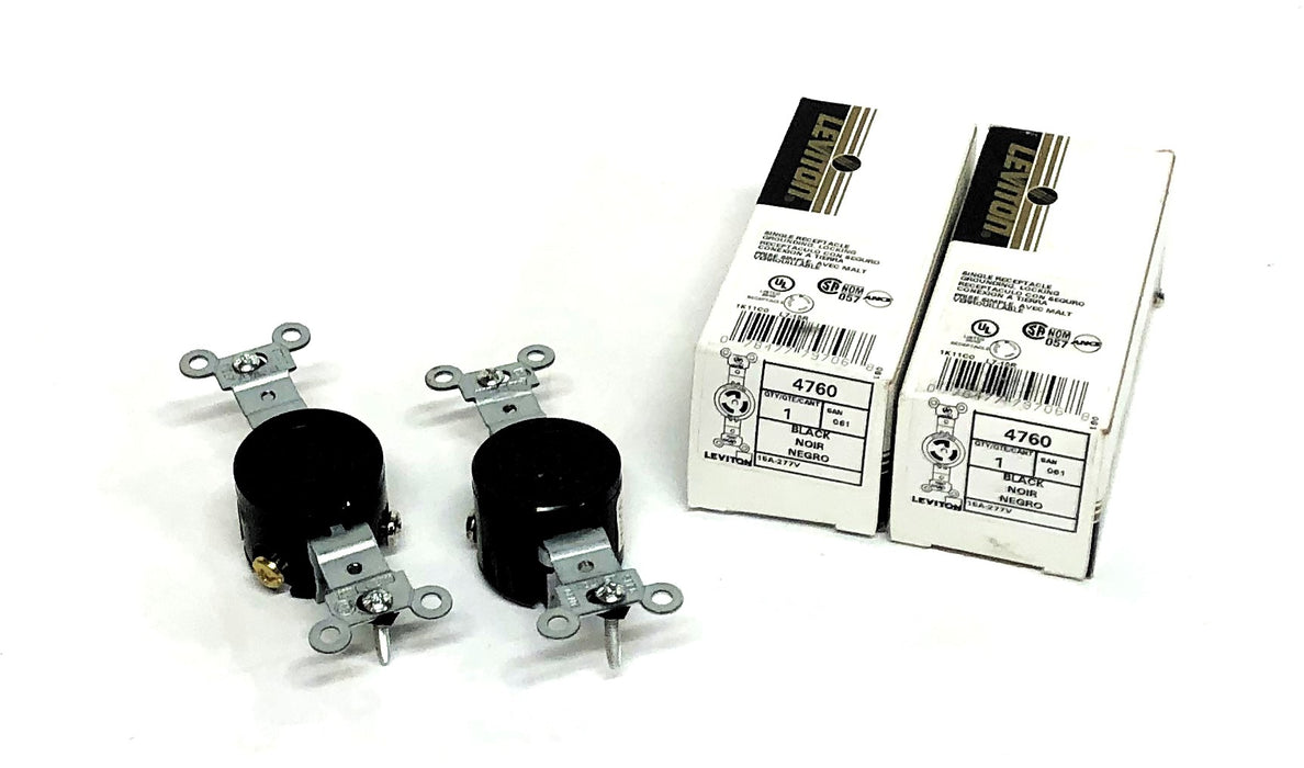 Leviton 15A 277V Black Locking Receptacle 4760 [Lot of 2] NOS