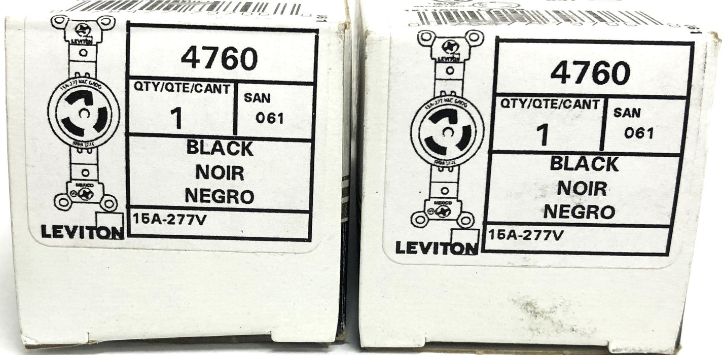 Leviton 15A 277V Black Locking Receptacle 4760 [Lot of 2] NOS