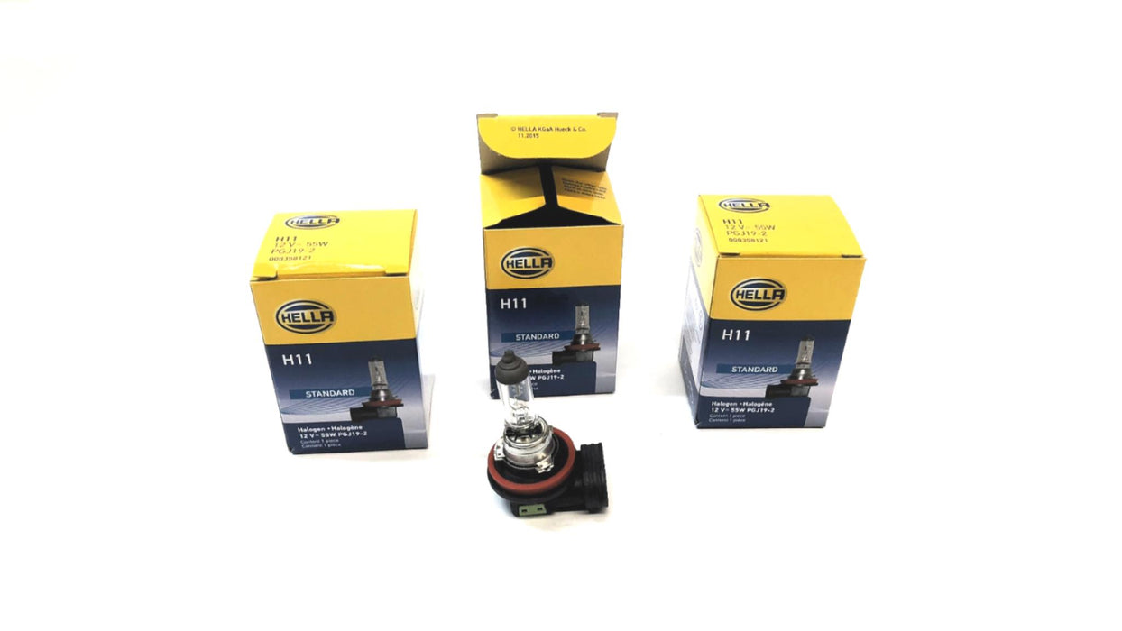 Hella 12V 55W Halogen Headlight Bulb H11 [Lot of 3] NOS