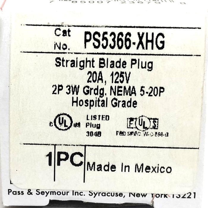 Legrand Pass & Seymour 2-Pole 3-Wire Straight Blade Plug PS5366-XHG[Lot of 4]NOS