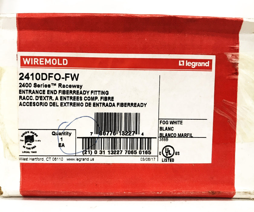 Legrand Fiber-Ready Divided Entrance End Fog White 2410DFO-FW NOS