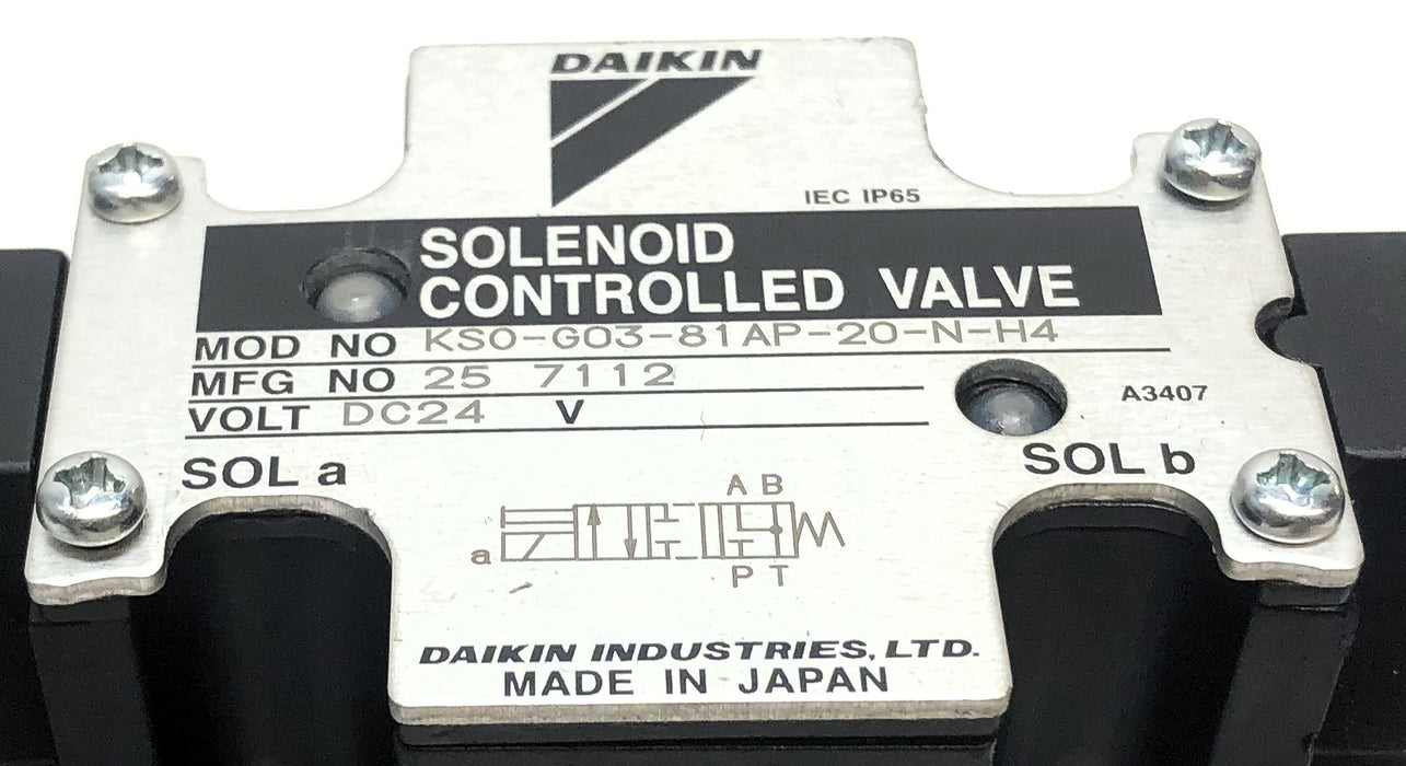Daikin Solenoid Controlled Valve (No Screws) KSO-G03-81AP-20-N-H4 NOS