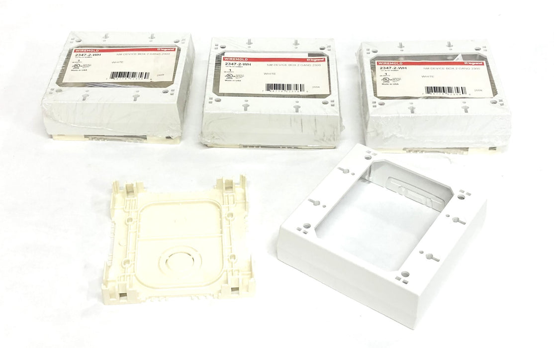 Legrand Wiremold Non-Metallic 2-Gang 2300 Device Box 2347-2-WH [Lot of 4] NOS