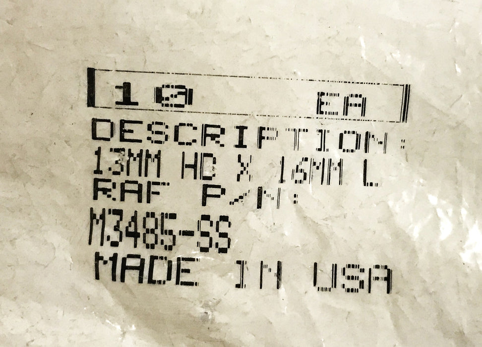 RAF M6X1 Thumb Screw Knob M3485-SS [Lot of 10] NOS