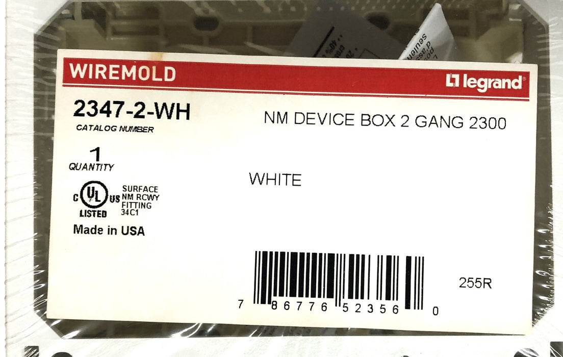 Legrand Wiremold Non-Metallic 2-Gang 2300 Device Box 2347-2-WH [Lot of 4] NOS