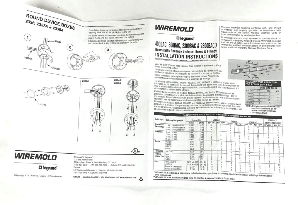 Legrand Wiremold Non-Metallic 2-Gang 2300 Device Box 2347-2-WH [Lot of 4] NOS