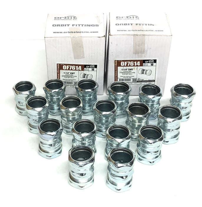 Orbit 1-1/4 Inch EMT Coupling OF7614 [Lot of 17] NOS