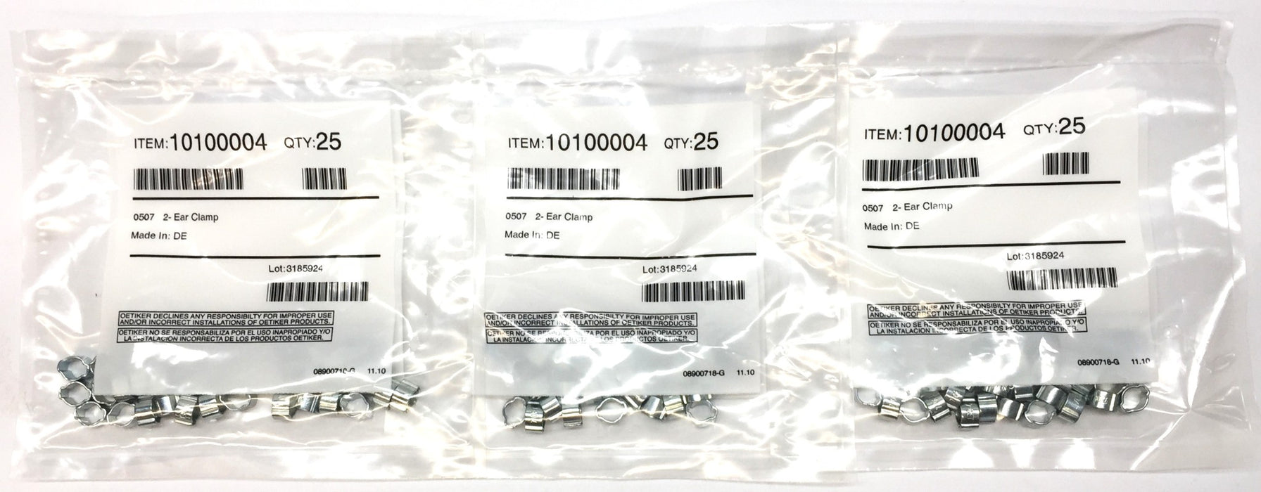 Oetiker 2-Ear Clamp Pack (25pcs) 10100004 [Lot of 3] NOS