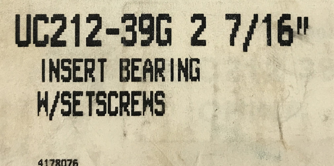 IDC Set Screw Insert Bearing UC212-39G NOS