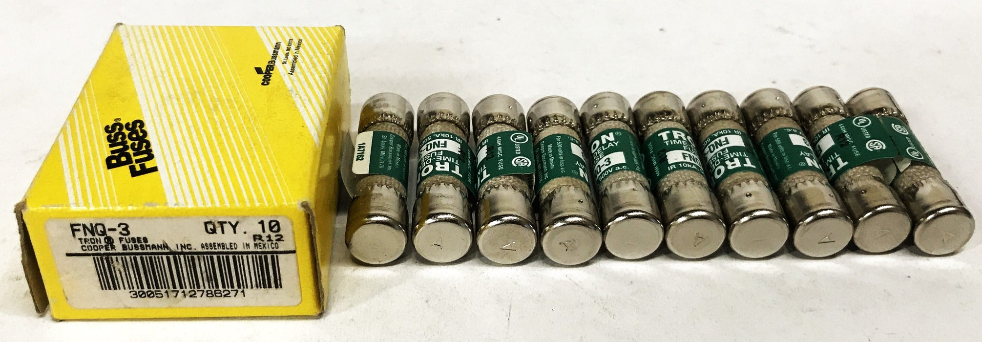 Cooper Bussmann 10A 500V Tron Fuses FNQ-3 [Lot of 10] NOS