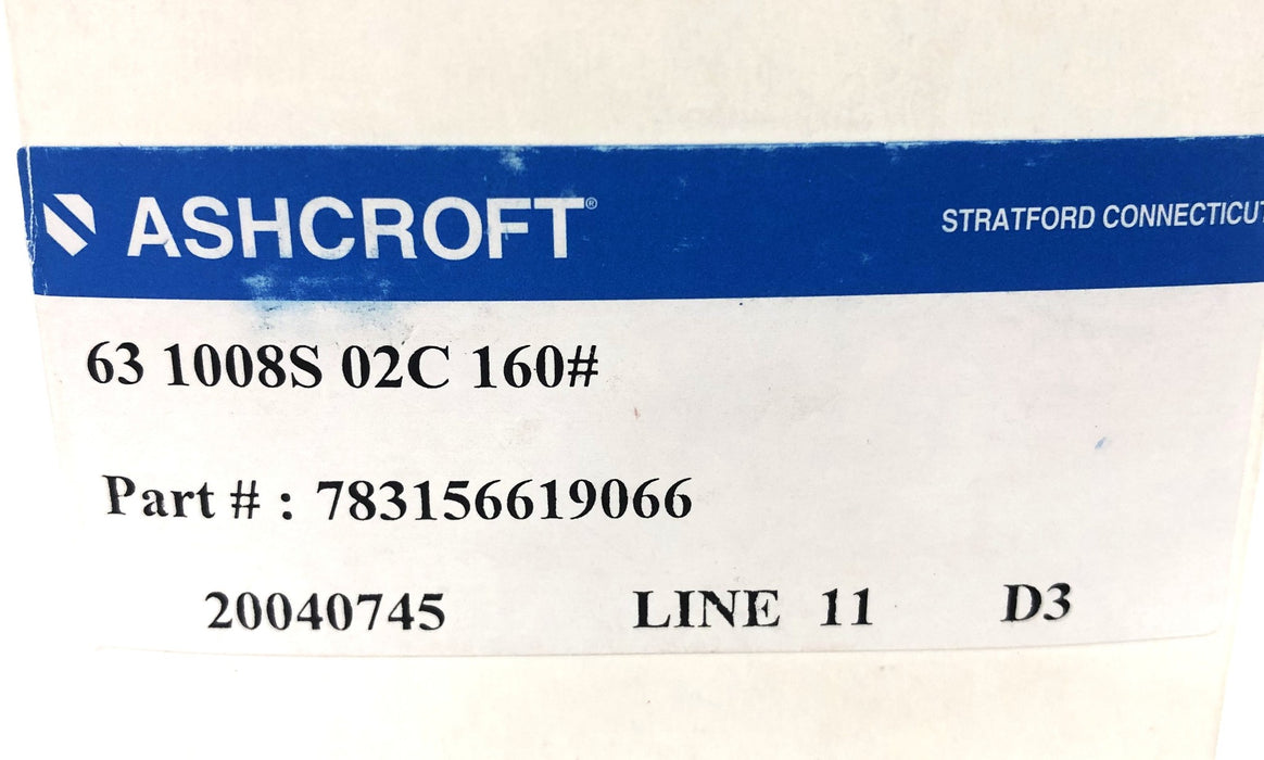 Ashcroft Pressure Gauge 63-1008S-02C-160# NOS