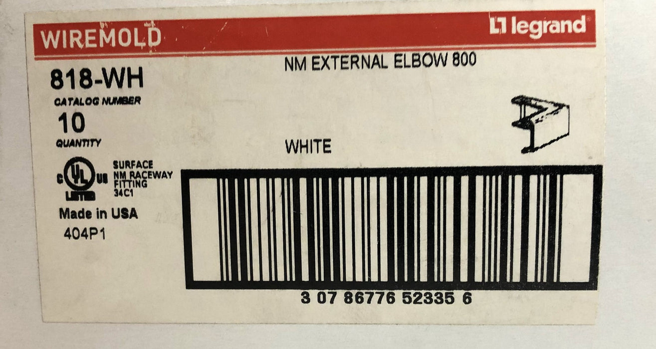 Legrand Wiremold 800 NM External Elbow 818-WH [Lot of 15] NOS