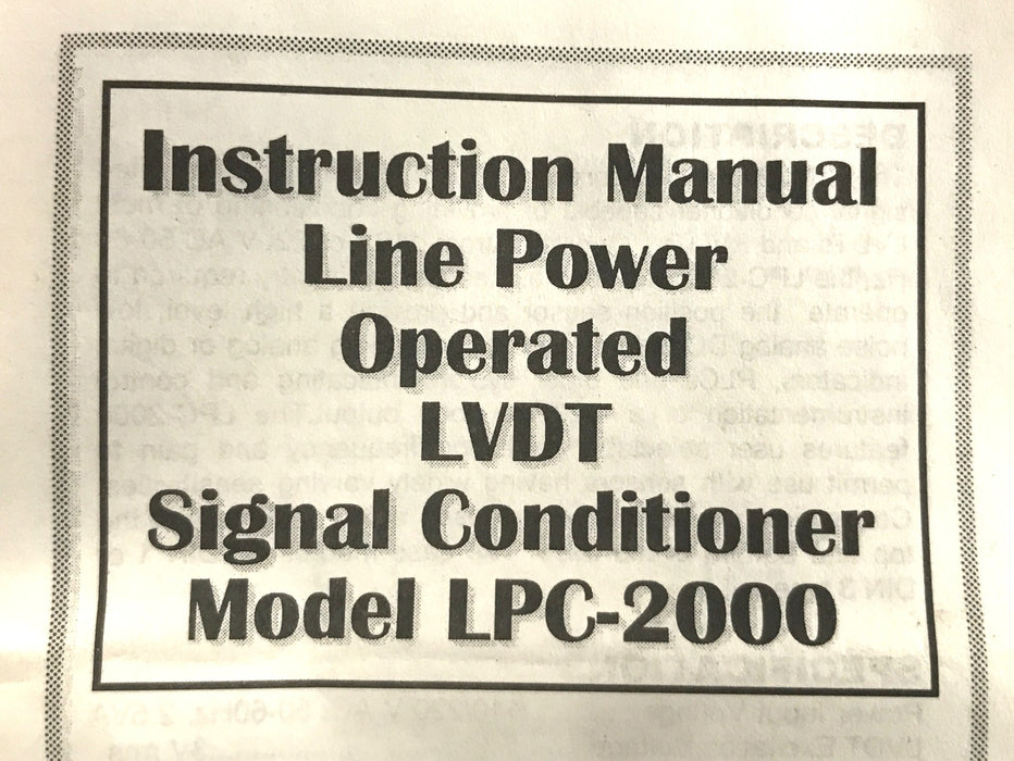Macro Sensors Line Powered Conditioner LPC-2000 NOS