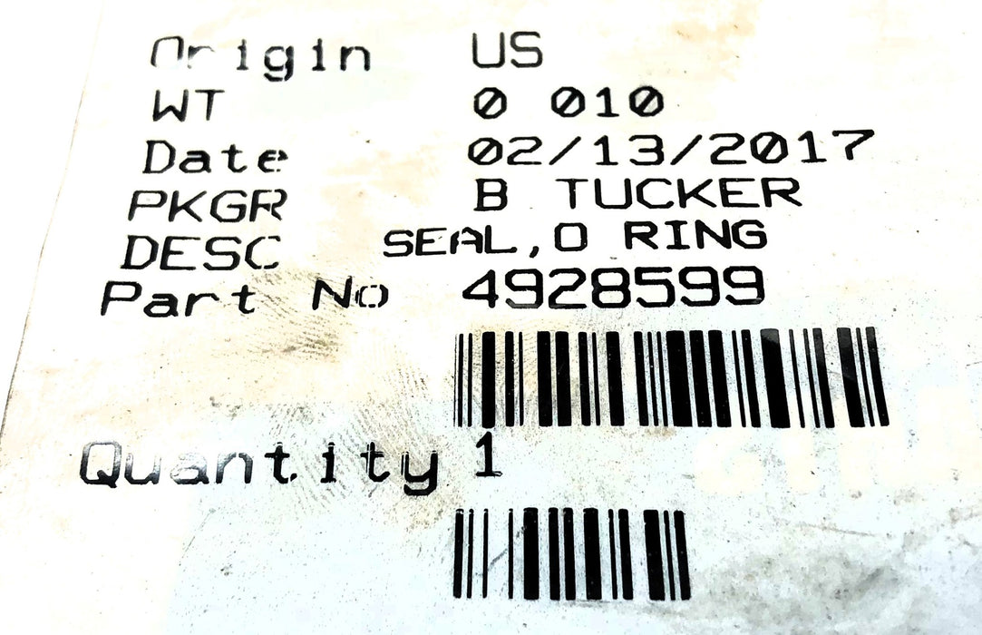 Cummins O-Ring Seal 4928599 [Lot of 2] NOS