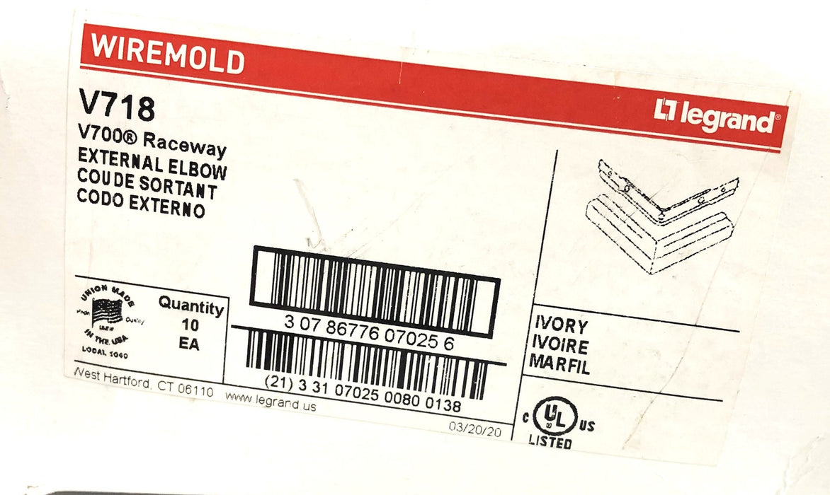 Legrand Wiremold V700 Raceway External Elbow V718 [Lot of 15] NOS