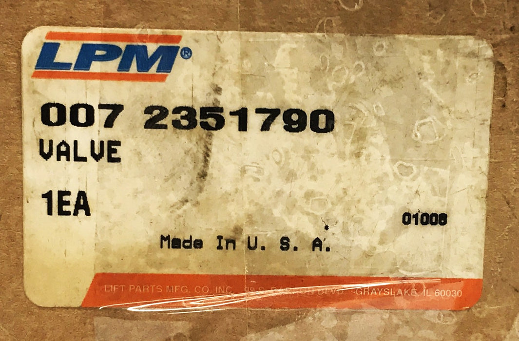 LPM Clark Forklift Sequence Valve 2351790 NOS