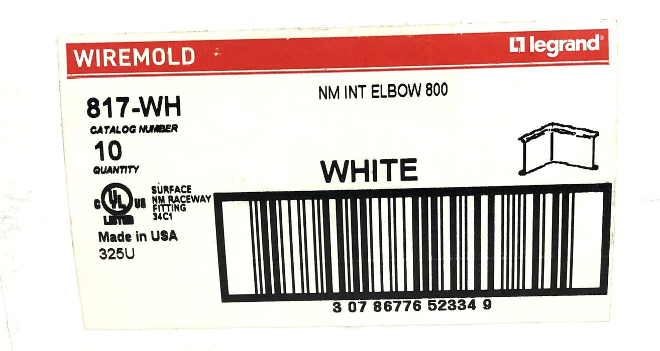 Wiremold White 90-degree Flat Elbow 817-WH [Lot of 10] NOS