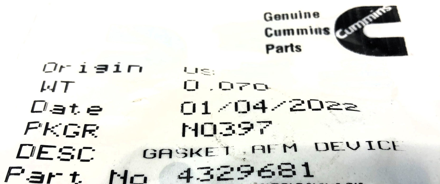 Cummins Doser Gasket 4329681 NOS