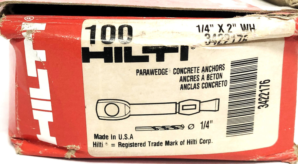 Hilti 1/4x2 Parawedge Concrete Anchor 3422176 [Lot of 40] NOS