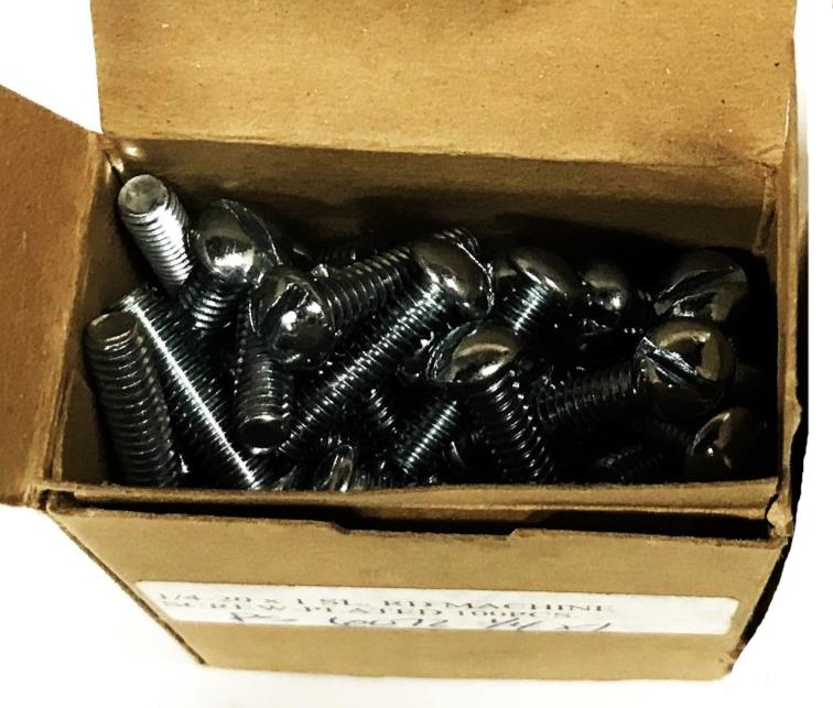 Unbranded 1/4-20 x 1 inch Slotted Round Head Screw PS6072 [Lot of 100] NOS